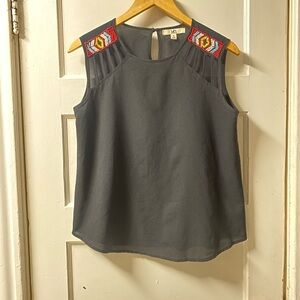 Ya Los Angeles Black Tank With Beaded Embellishments